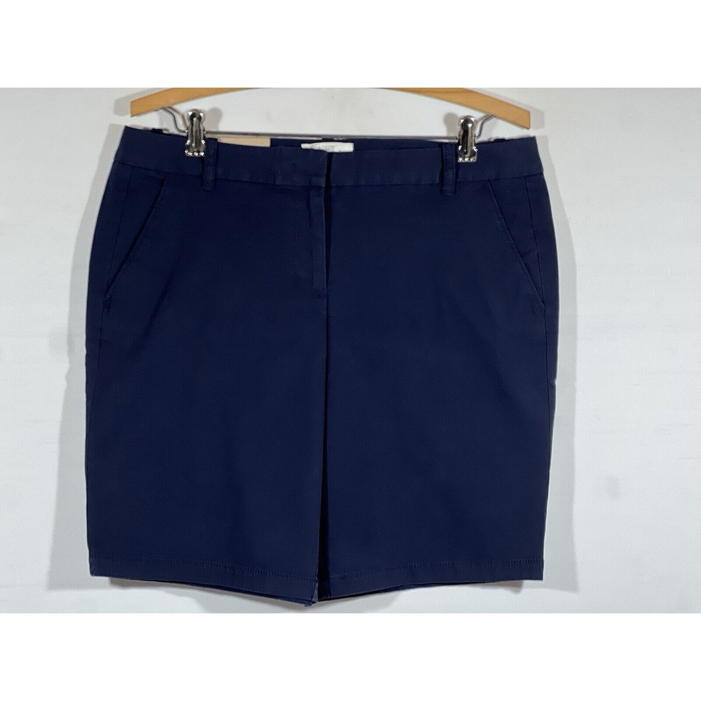 J Crew Bermuda Shorts Womens 8 Blue Chino Stretch Preppy Coastal New Style